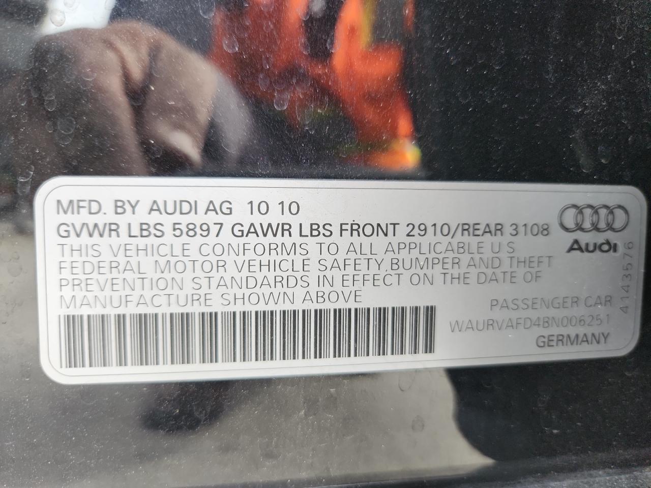 2011 Audi A8 L Quattro VIN: WAURVAFD4BN006251 Lot: 92346465