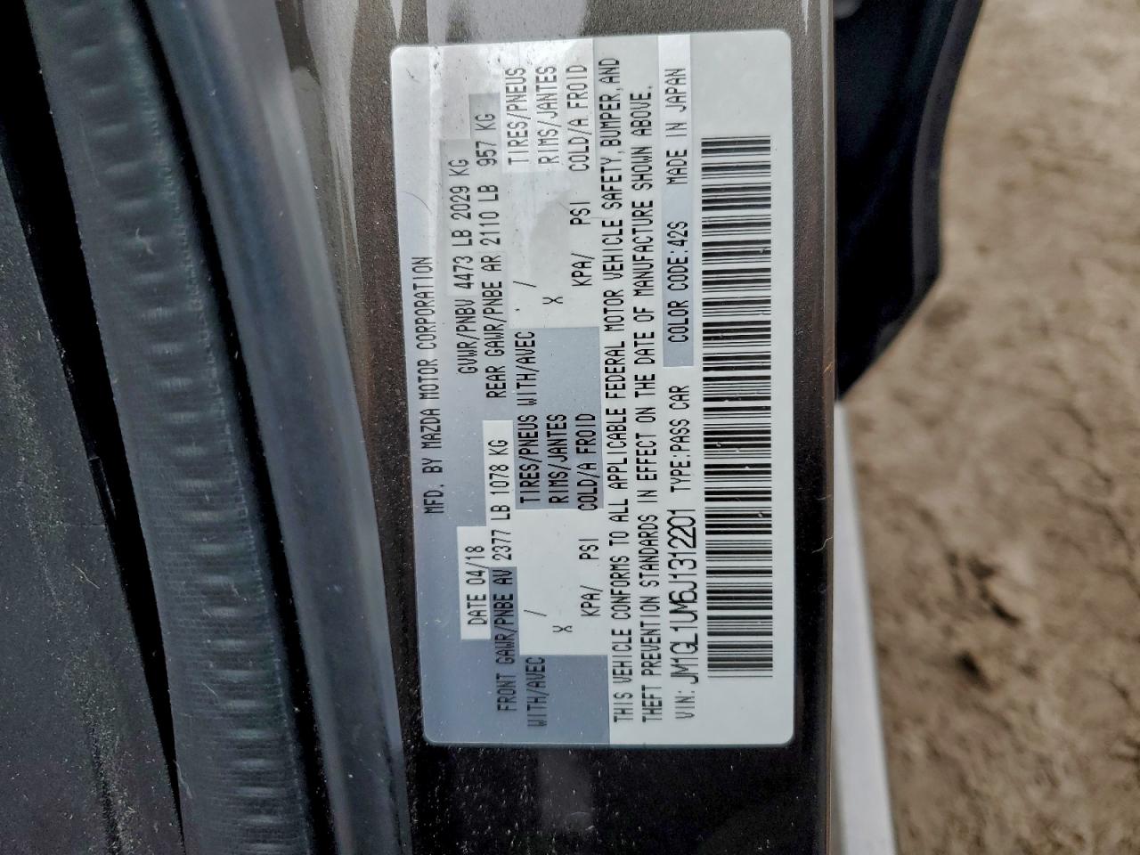 2018 Mazda 6 Sport VIN: JM1GL1UM6J1312201 Lot: 94440055