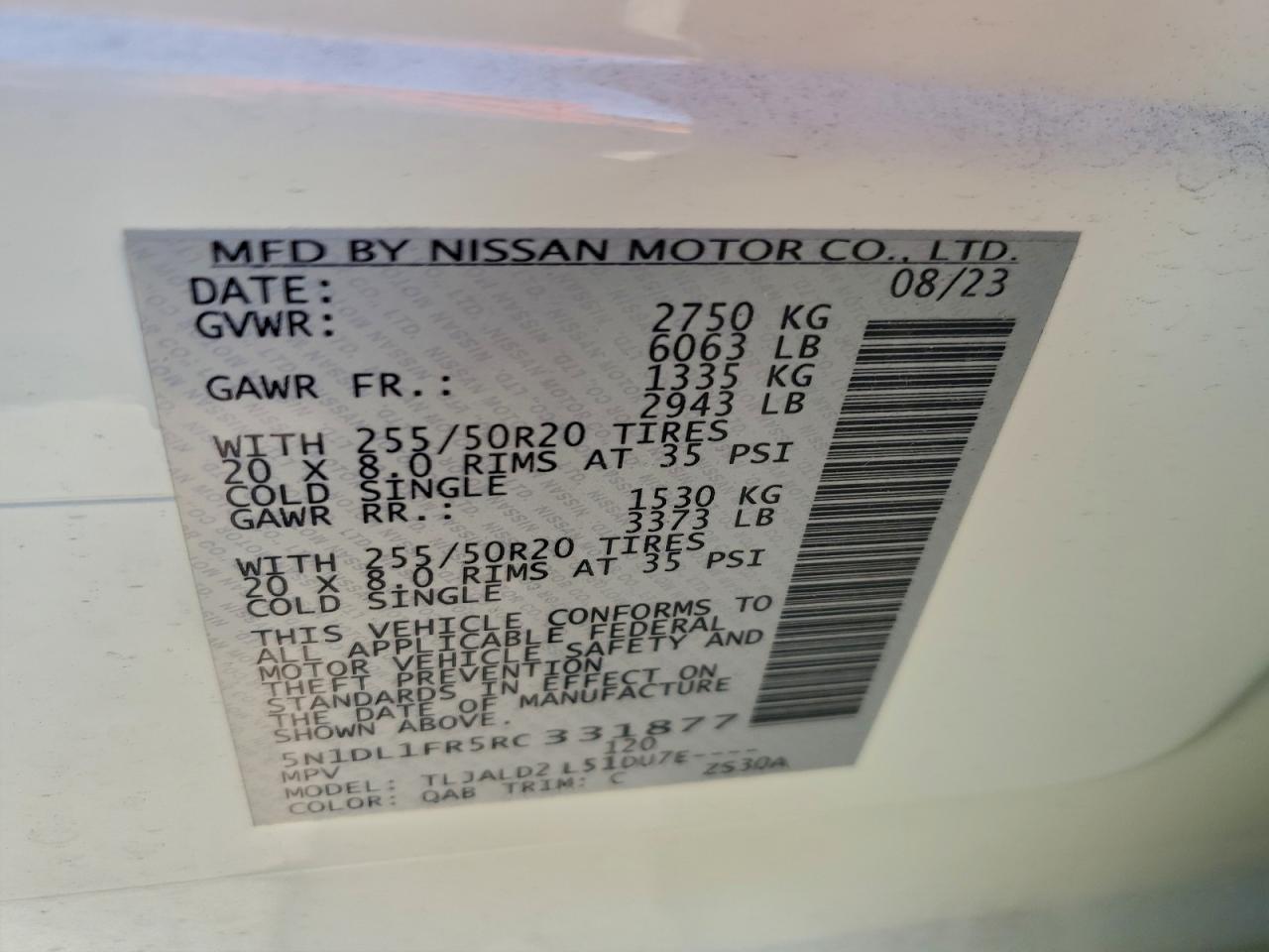 2024 Infiniti Qx60 Luxe VIN: 5N1DL1FR5RC331877 Lot: 92719165