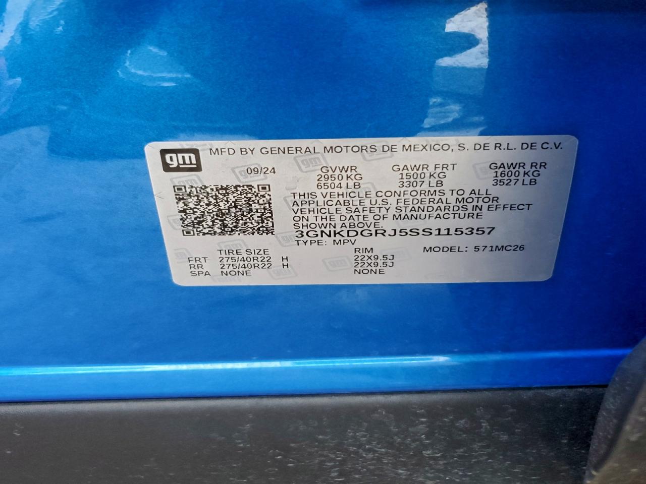 2025 Chevrolet Blazer Lt VIN: 3GNKDGRJ5SS115357 Lot: 93894865