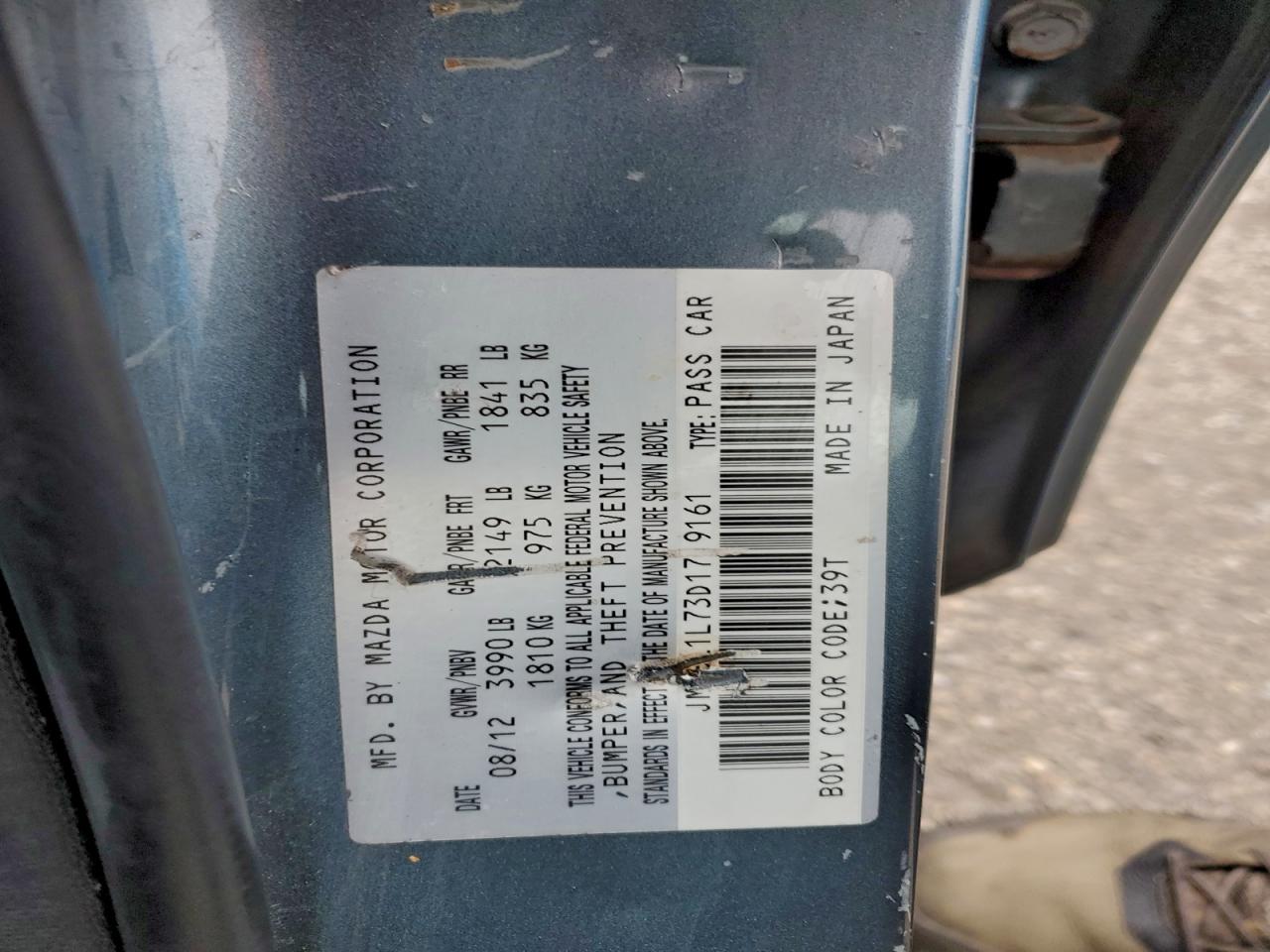 2013 Mazda 3 I VIN: JM1BL1L73D1719161 Lot: 94312395