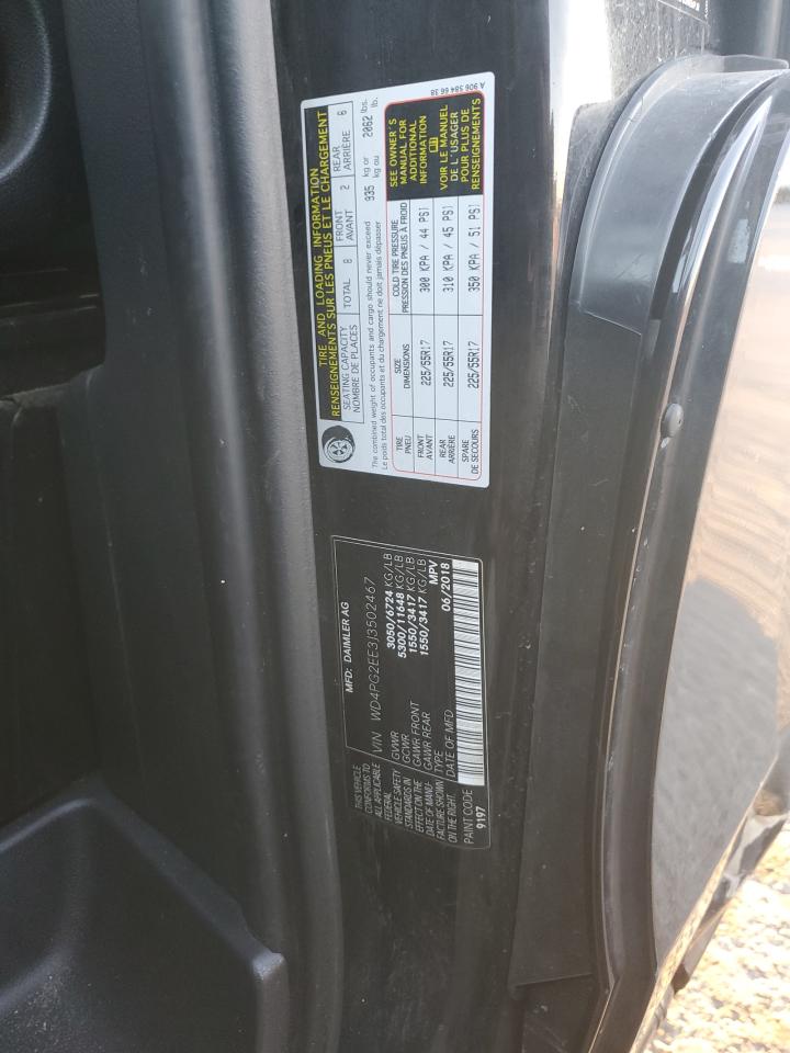 2018 Mercedes-Benz Metris VIN: WD4PG2EE3J3502467 Lot: 93245405