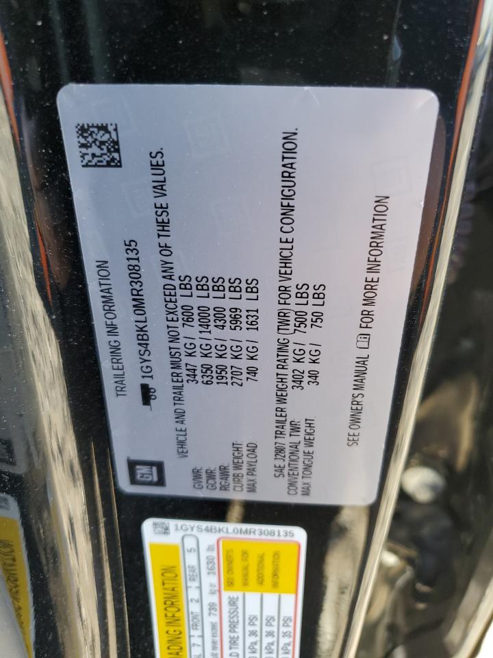 2021 Cadillac Escalade Premium Luxury VIN: 1GYS4BKL0MR308135 Lot: 91824665