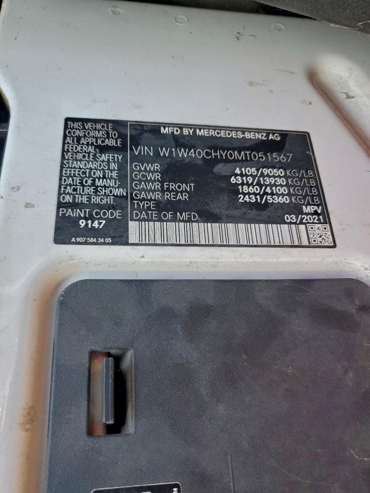 2021 Mercedes-Benz Sprinter 2500 VIN: W1W40CHY0MT051567 Lot: 92940615