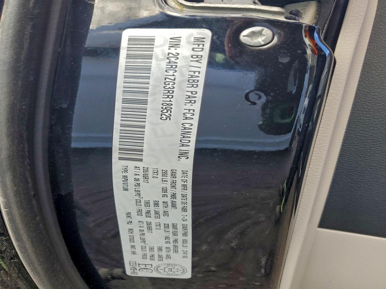 2024 Chrysler Grand Caravan Sxt VIN: 2C4RC1ZG3RR189525 Lot: 94485895