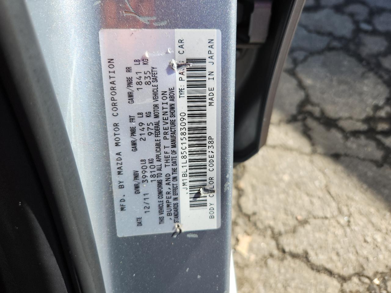 2012 Mazda 3 I VIN: JM1BL1L85C1583090 Lot: 90372325