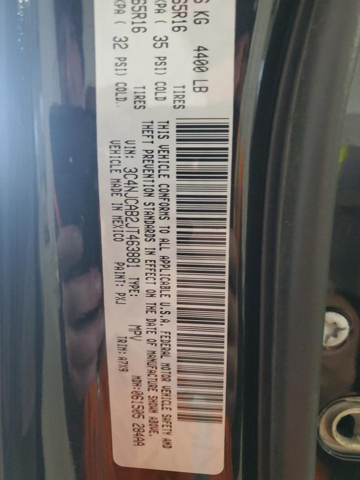 2018 Jeep Compass Sport VIN: 3C4NJCAB2JT463881 Lot: 91565255