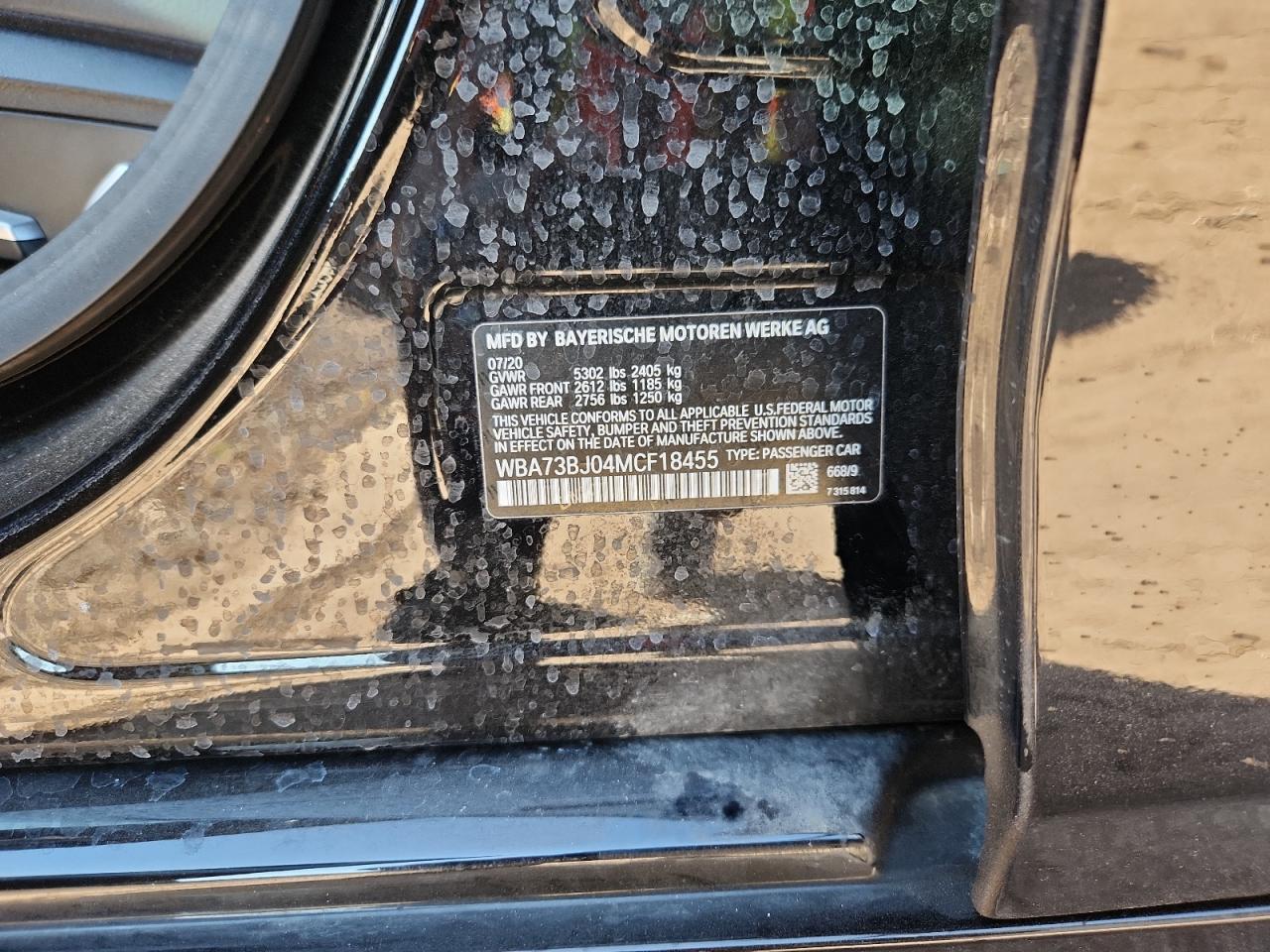 2021 BMW 540 Xi VIN: WBA73BJ04MCF18455 Lot: 93057085