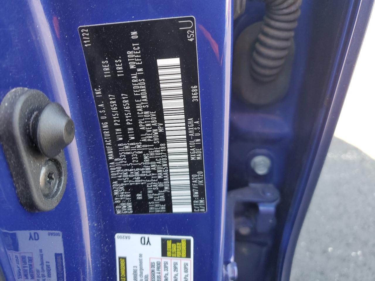 2022 Toyota Corolla Cross Le VIN: 7MUBAAAG5NV037188 Lot: 93534195