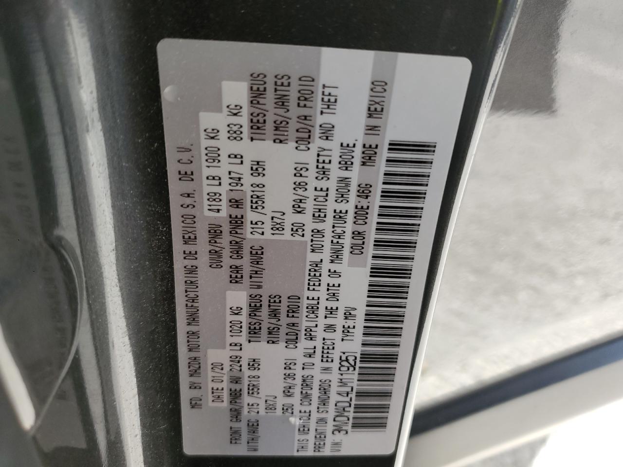 2020 Mazda Cx-30 Preferred VIN: 3MVDMADL4LM119251 Lot: 91145515