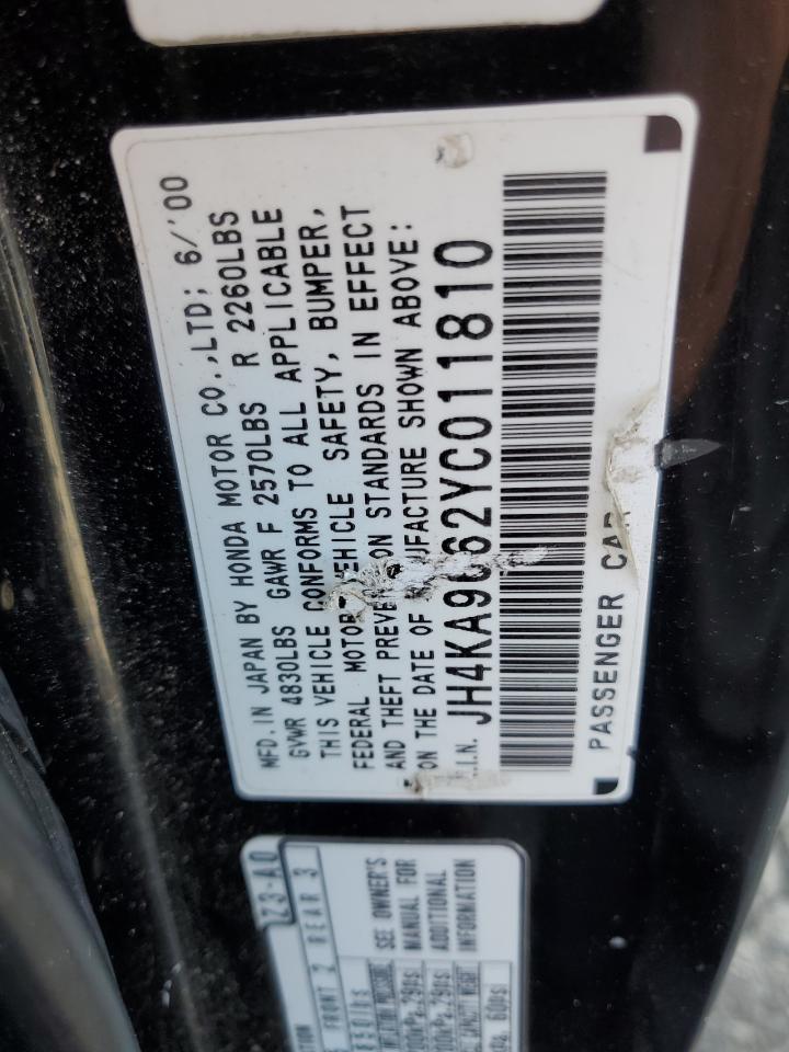 2000 Acura 3.5Rl VIN: JH4KA9662YC011810 Lot: 91226165