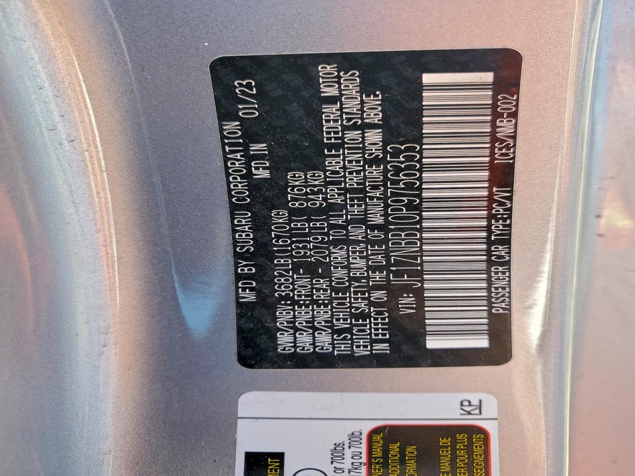 2023 Toyota Gr 86 VIN: JF1ZNBB10P9756353 Lot: 94121725