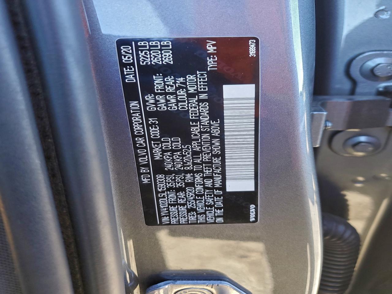 2020 Volvo Xc60 T5 Inscription VIN: YV4102DL5L1590308 Lot: 94406885