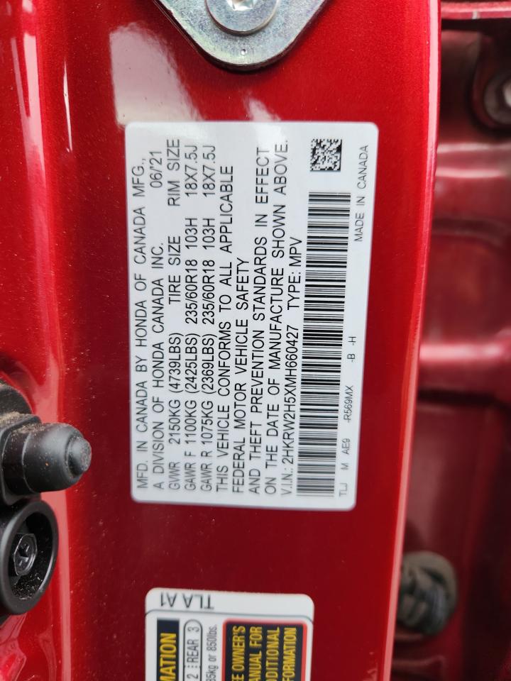 2021 Honda Cr-V Ex VIN: 2HKRW2H5XMH660427 Lot: 92431485