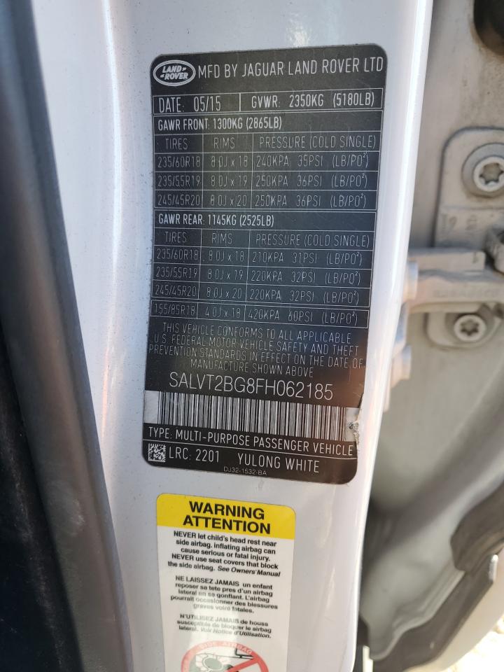 2015 Land Rover Range Rover Evoque Dynamic Premium VIN: SALVT2BG8FH062185 Lot: 87035425