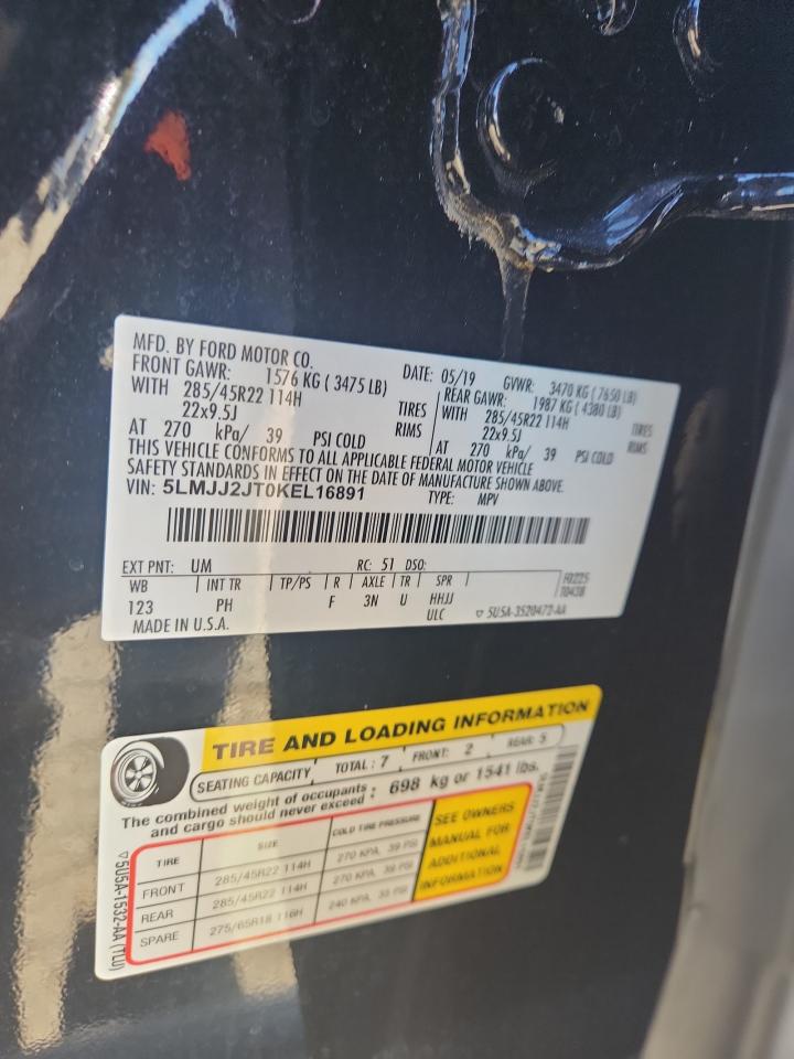 2019 Lincoln Navigator Select VIN: 5LMJJ2JT0KEL16891 Lot: 92878875