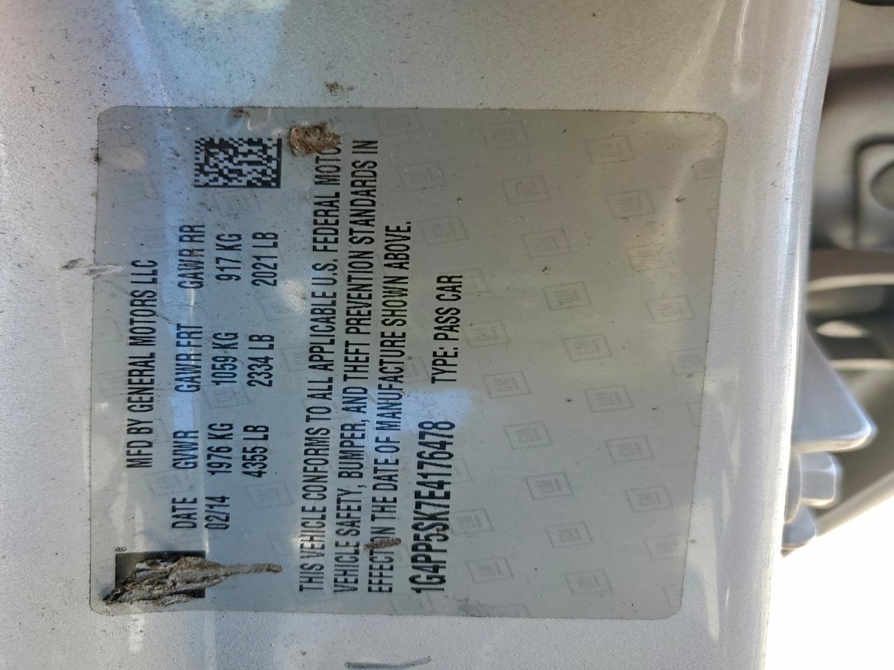 2014 Buick Verano VIN: 1G4PP5SK7E4176478 Lot: 93934135