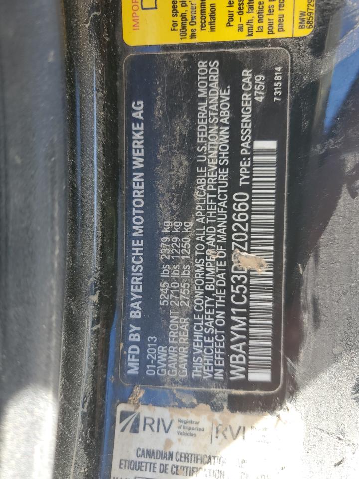 2013 BMW 650 Xi VIN: WBAYM1C53DDZ02660 Lot: 92615075