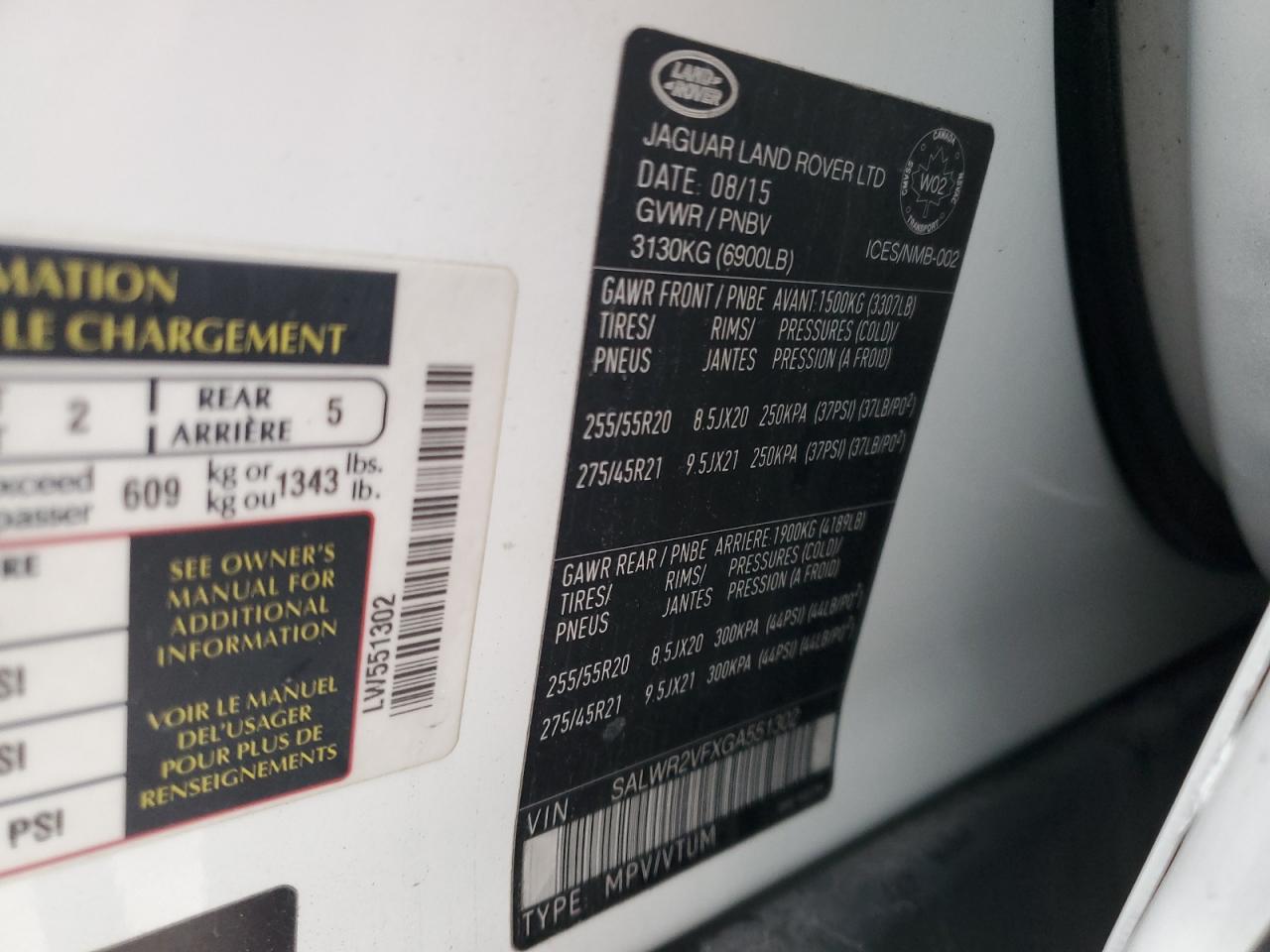 2016 Land Rover Range Rover Sport Hse VIN: SALWR2VFXGA551302 Lot: 91908255