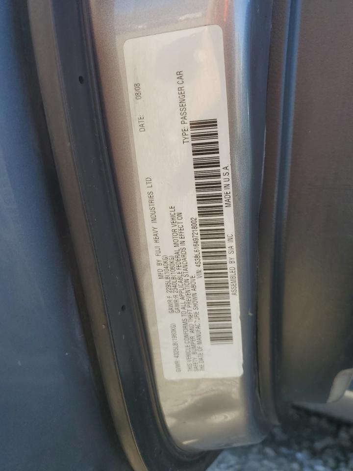 2009 Subaru Legacy 2.5I VIN: 4S3BL616497218002 Lot: 92004065