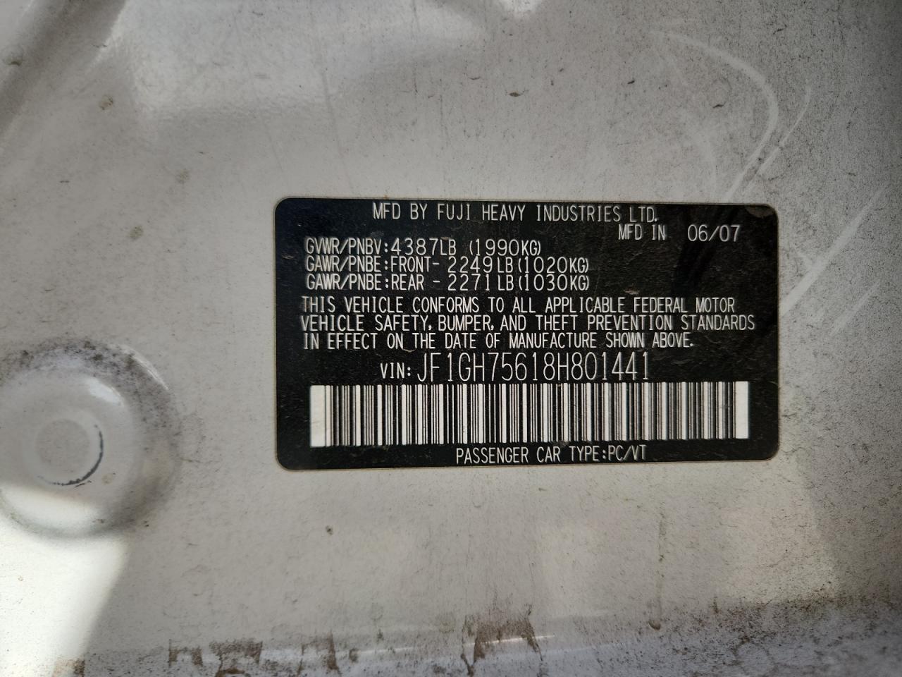 2008 Subaru Impreza Wrx Premium VIN: JF1GH75618H801441 Lot: 90504585