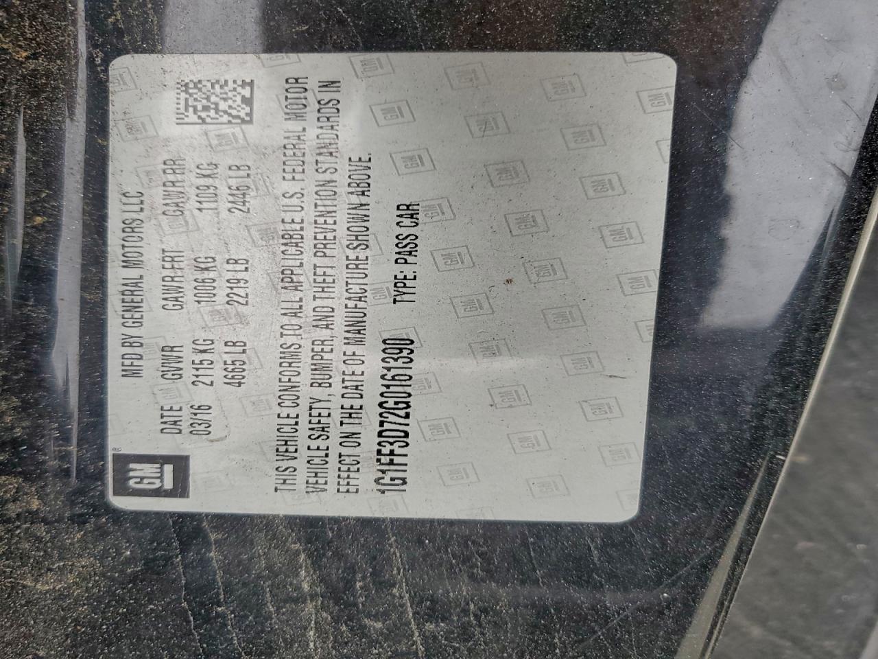 2016 Chevrolet Camaro Ss VIN: 1G1FF3D72G0161390 Lot: 93880885