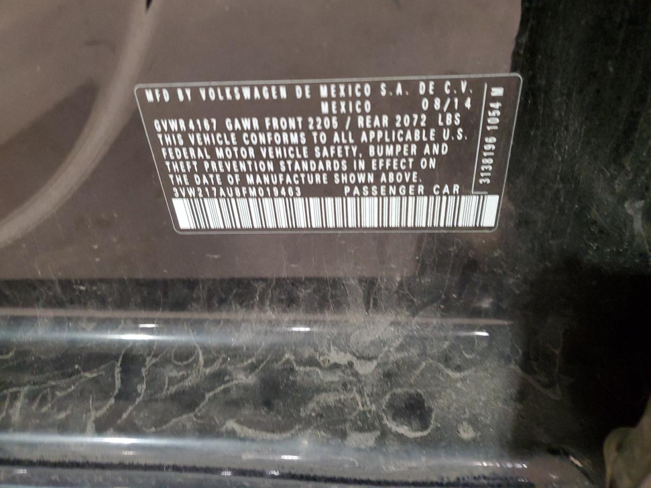 2015 Volkswagen Golf VIN: 3VW217AU8FM019463 Lot: 93099895