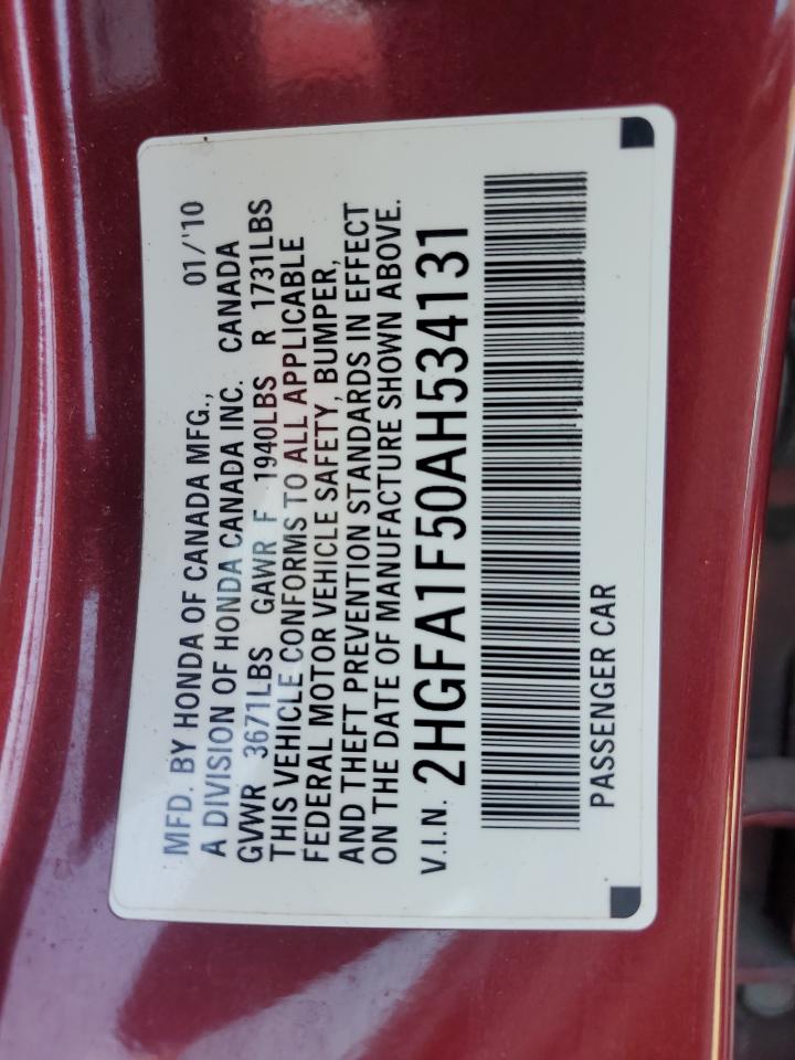 2010 Honda Civic Lx VIN: 2HGFA1F50AH534131 Lot: 91968455