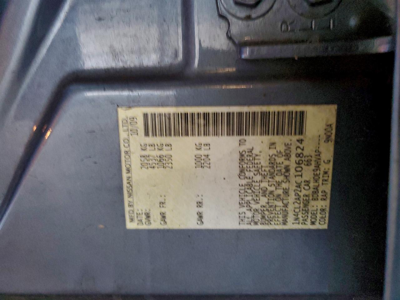 2010 Nissan Altima Hybrid VIN: 1N4CL2AP2AC106824 Lot: 94683315