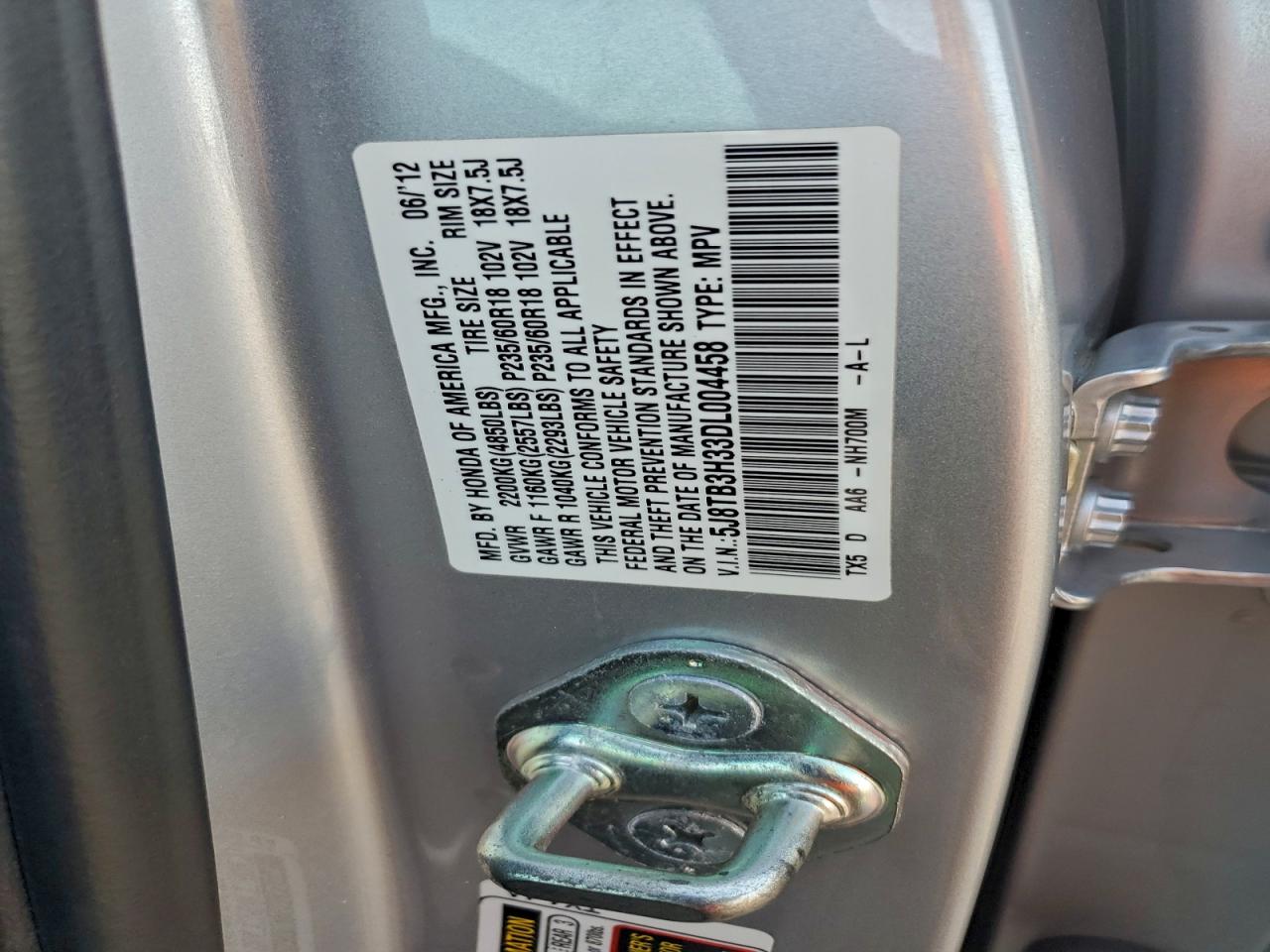 2013 Acura Rdx VIN: 5J8TB3H33DL004458 Lot: 93132405