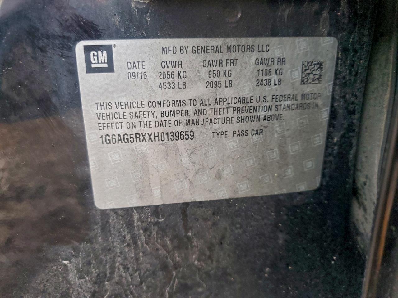 2017 Cadillac Ats VIN: 1G6AG5RXXH0139659 Lot: 93601095