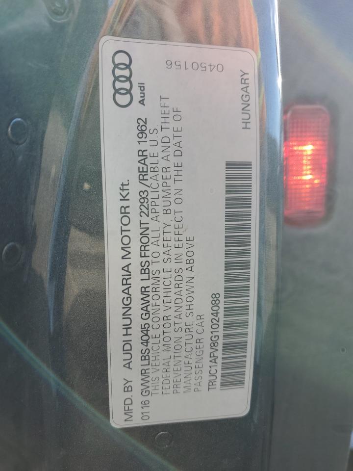 2016 Audi Tts VIN: TRUC1AFV8G1024088 Lot: 91390795