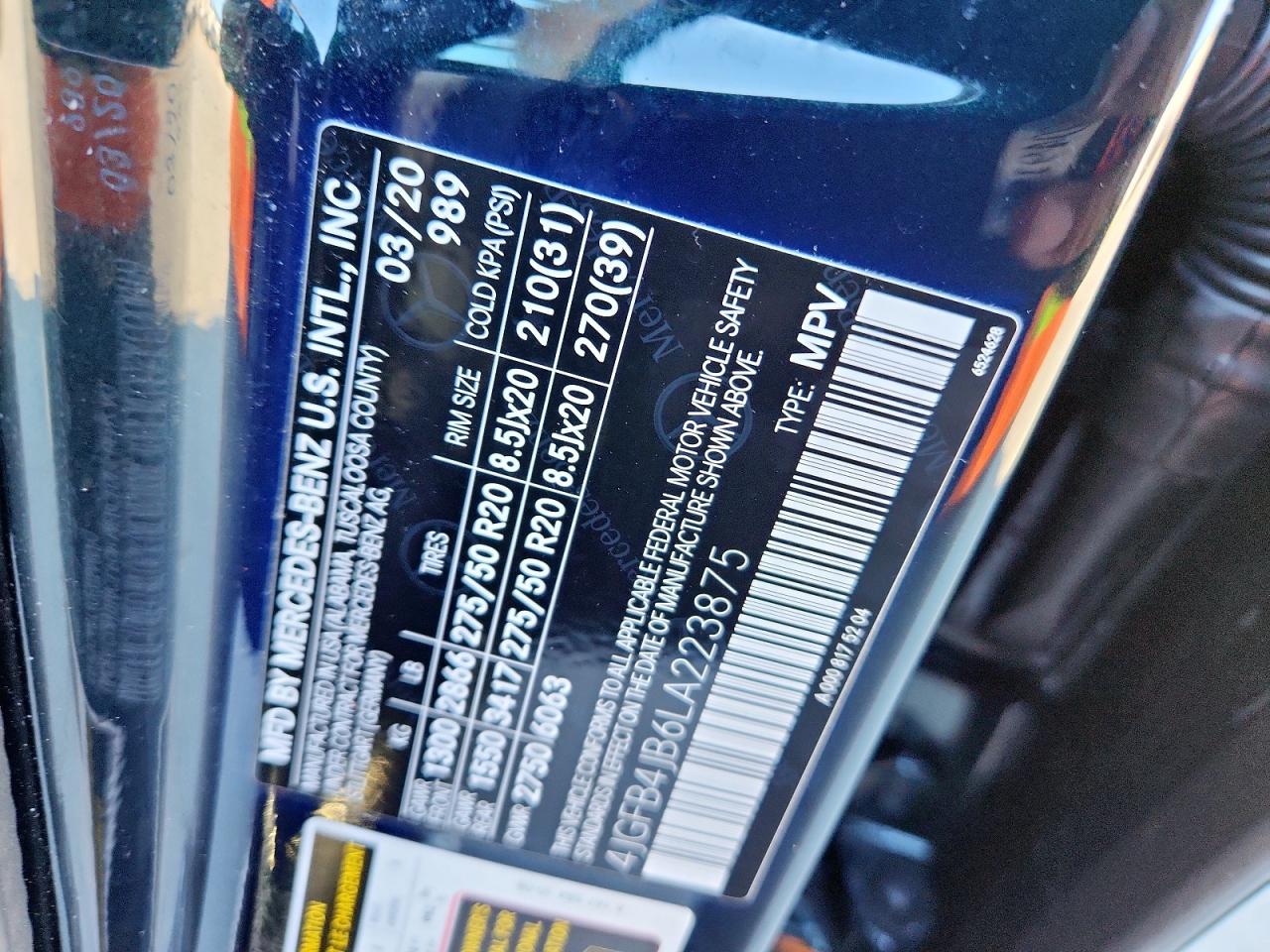 2020 Mercedes-Benz Gle 350 VIN: 4JGFB4JB6LA223875 Lot: 92243005