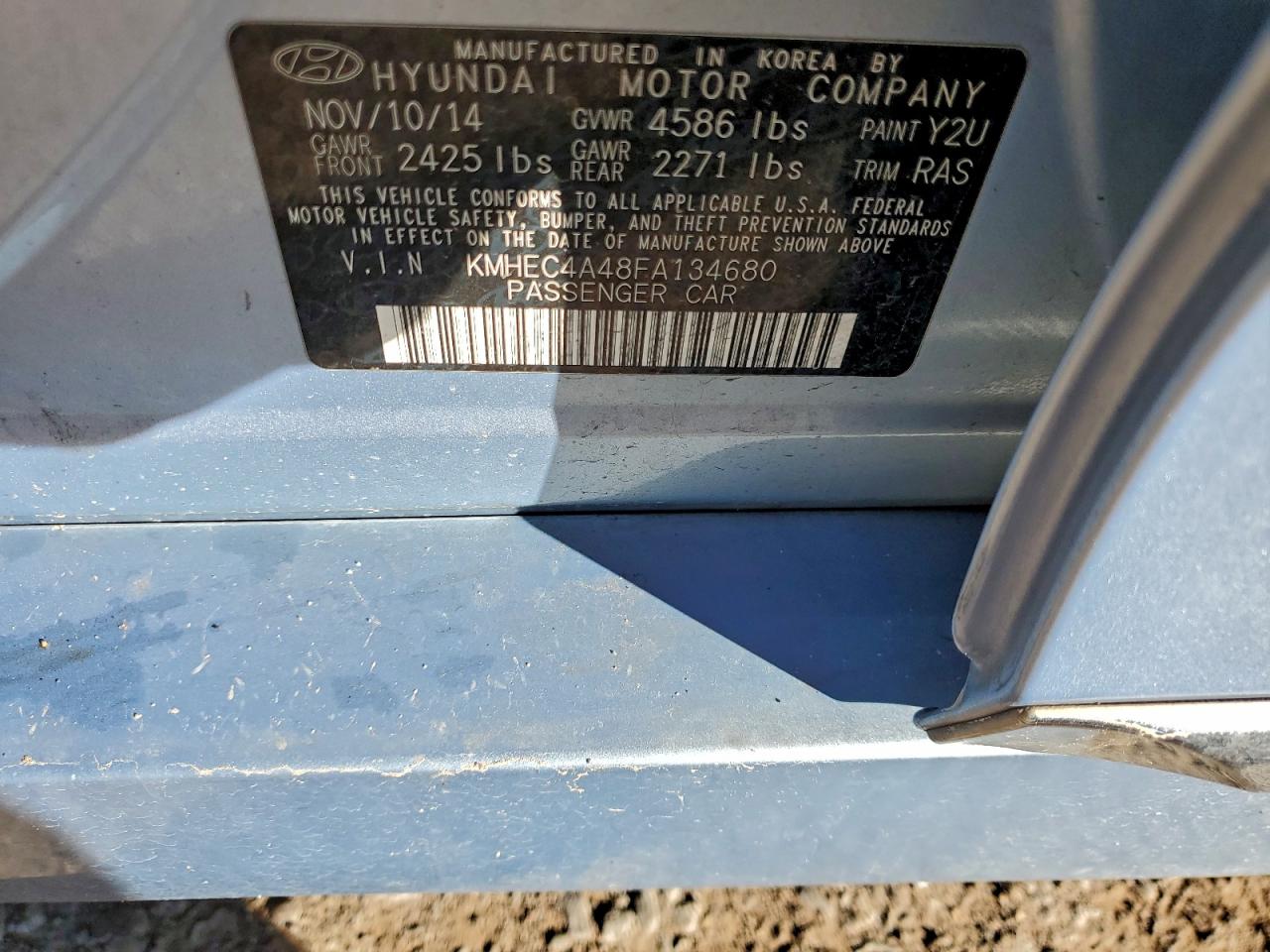 2015 Hyundai Sonata Hybrid VIN: KMHEC4A48FA134680 Lot: 94692025