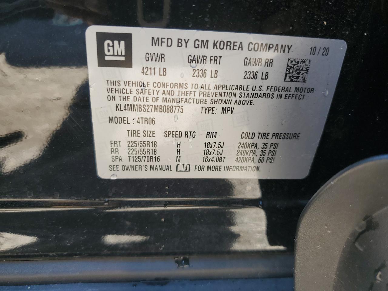 2021 Buick Encore Gx Preferred VIN: KL4MMBS27MB088775 Lot: 91039695