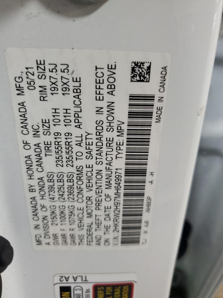 2021 Honda Cr-V Touring VIN: 2HKRW2H97MH649971 Lot: 93375235