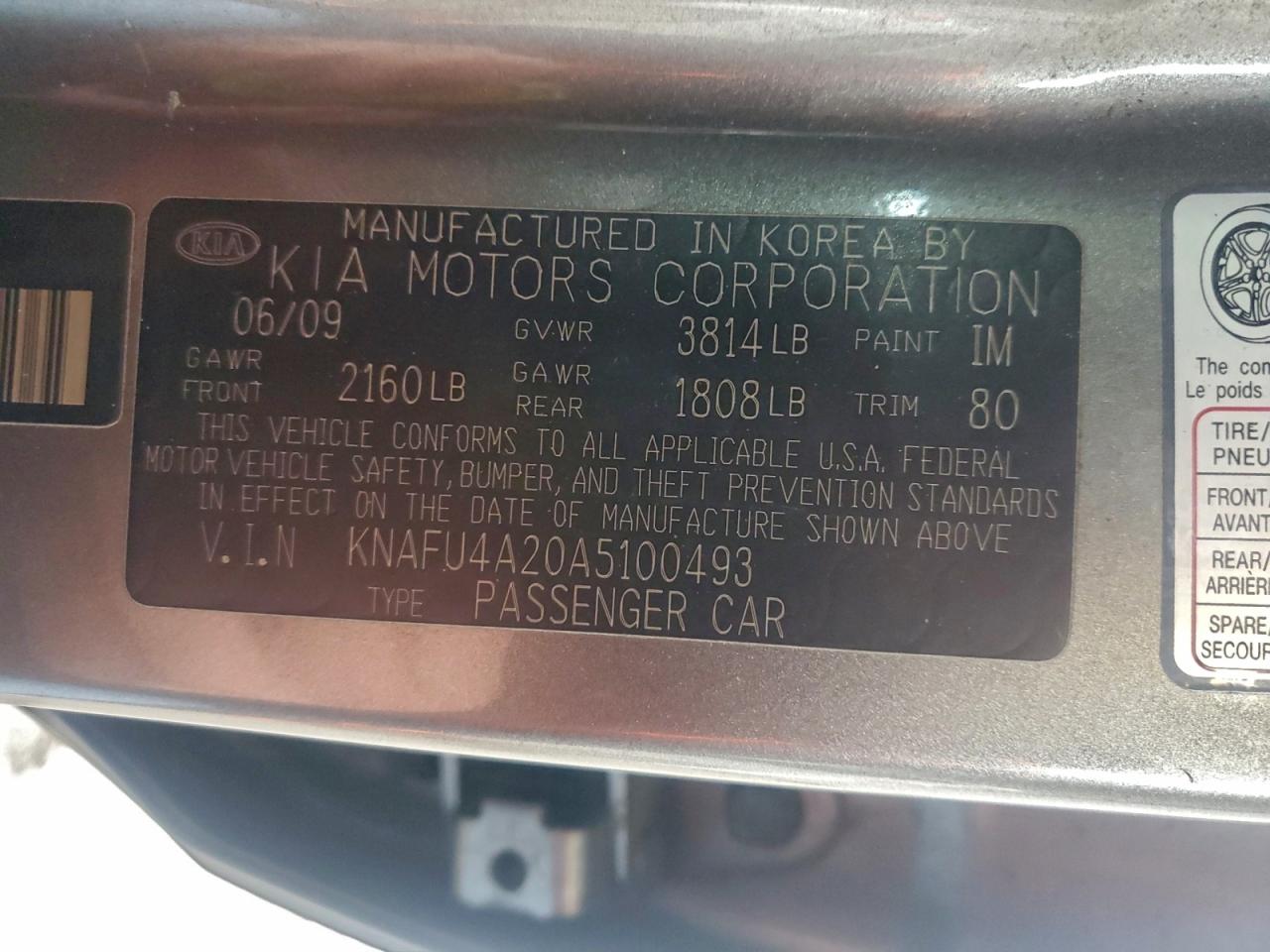 2010 Kia Forte Ex VIN: KNAFU4A20A5100493 Lot: 93901505