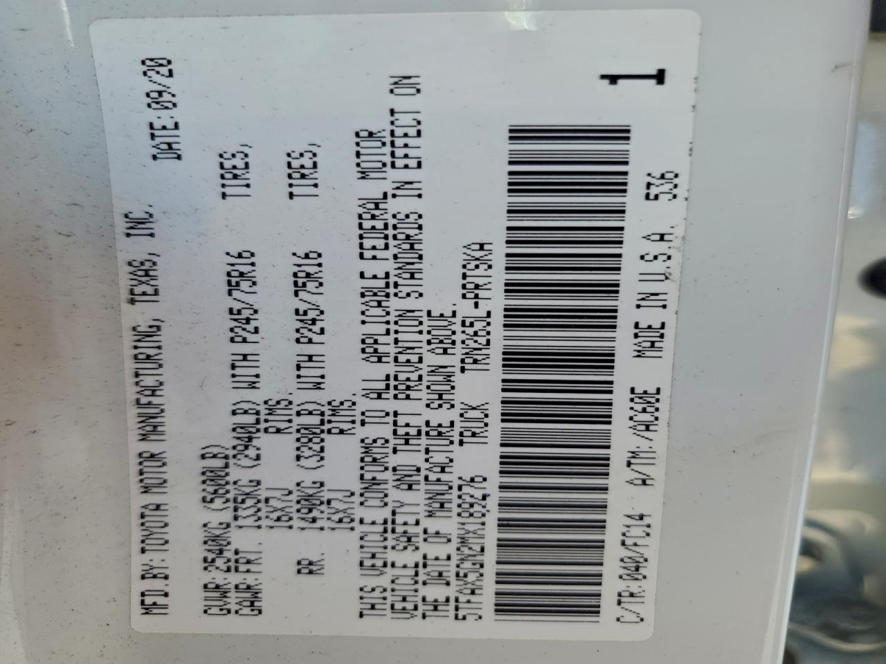 2021 Toyota Tacoma Double Cab VIN: 5TFAX5GN2MX189276 Lot: 94038925