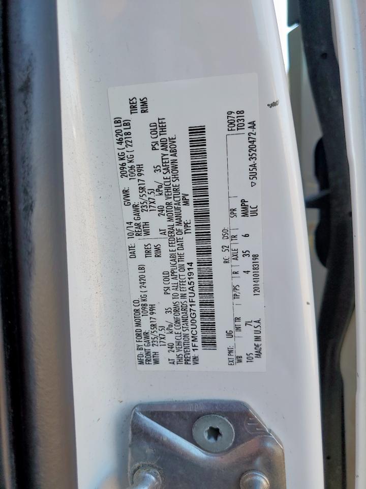 2015 Ford Escape Se VIN: 1FMCU0G71FUA51914 Lot: 90517775