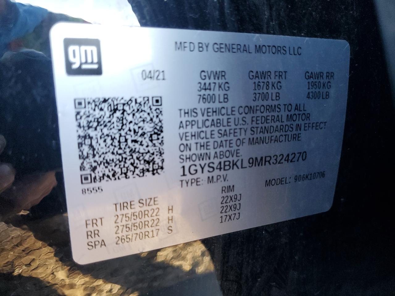 2021 Cadillac Escalade Premium Luxury VIN: 1GYS4BKL9MR324270 Lot: 91772975