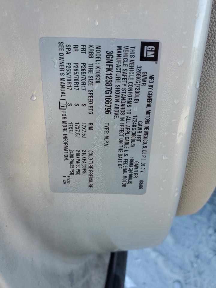 2007 Chevrolet Avalanche K1500 VIN: 3GNFK12387G166796 Lot: 71492185