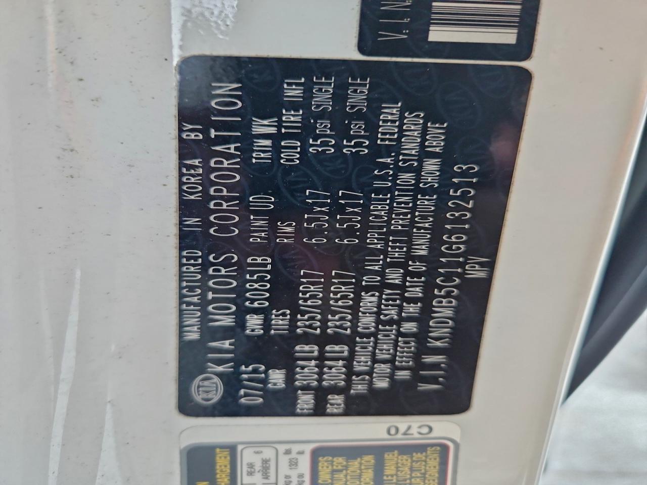 2016 Kia Sedona Lx VIN: KNDMB5C11G6132513 Lot: 92455965