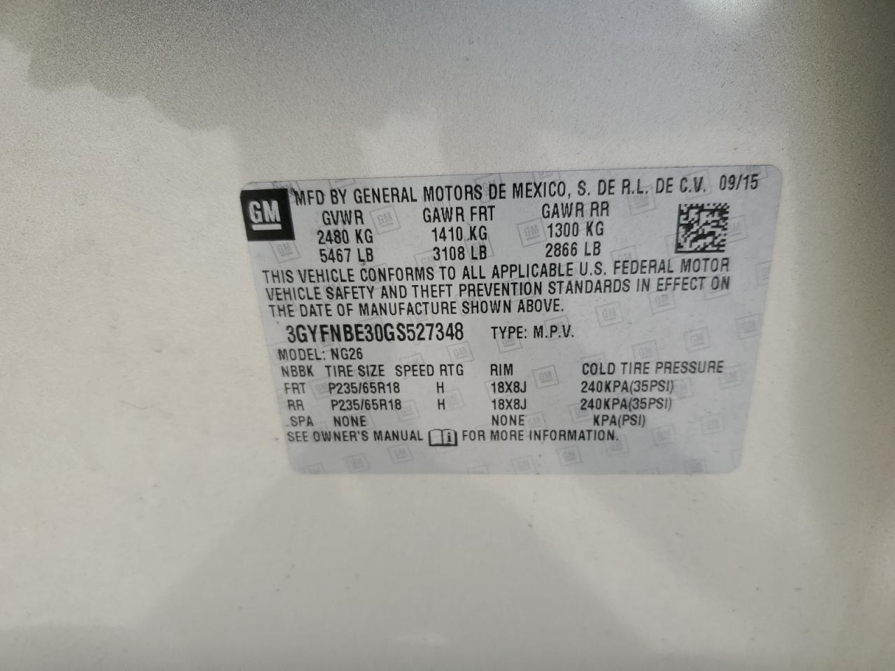 2016 Cadillac Srx Luxury Collection VIN: 3GYFNBE30GS527348 Lot: 91682905