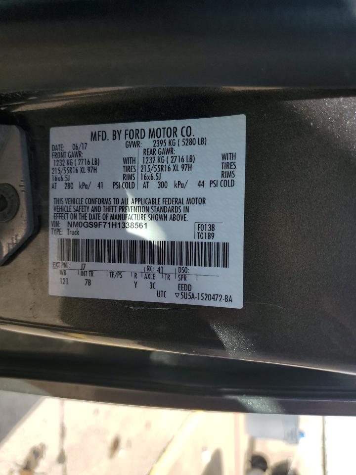 2017 Ford Transit Connect Xlt VIN: NM0GS9F71H1338561 Lot: 91210895