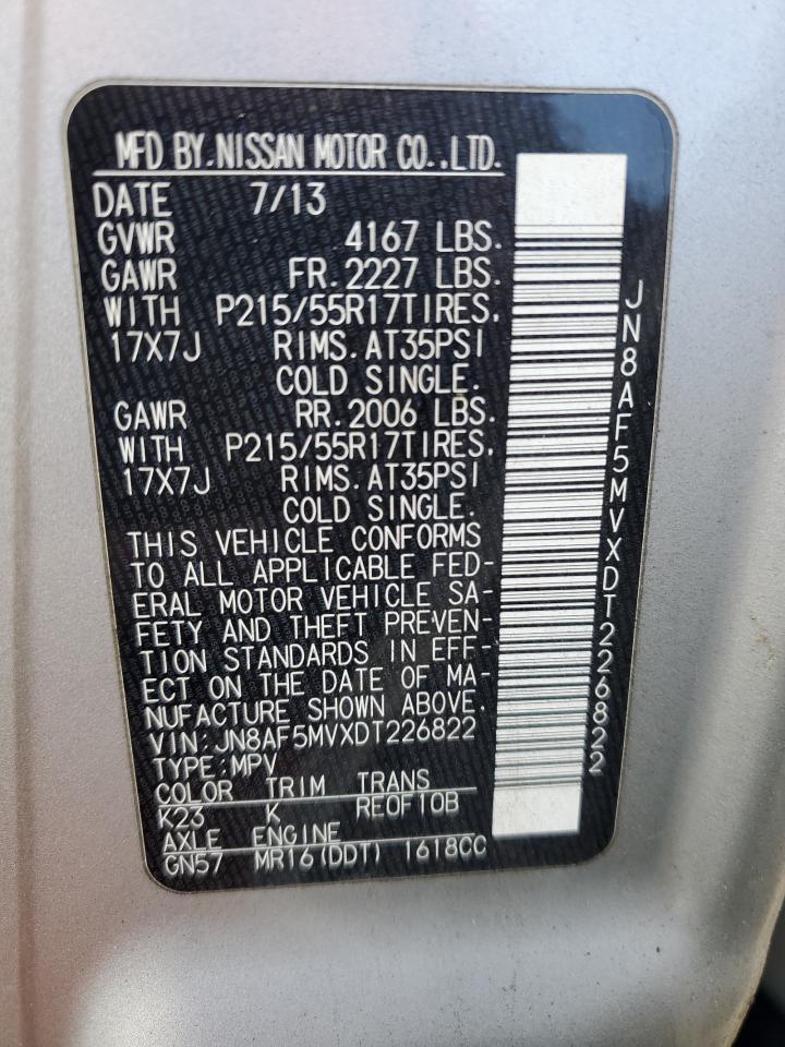 2013 Nissan Juke S VIN: JN8AF5MVXDT226822 Lot: 93048065