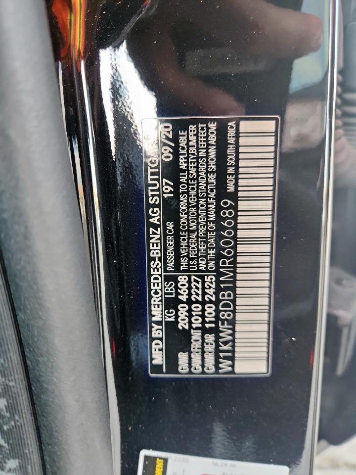 2021 Mercedes-Benz C 300 VIN: W1KWF8DB1MR606689 Lot: 92721055