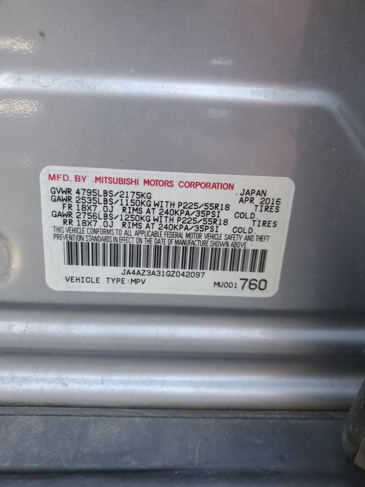 2016 Mitsubishi Outlander Se VIN: JA4AZ3A31GZ042097 Lot: 91859165