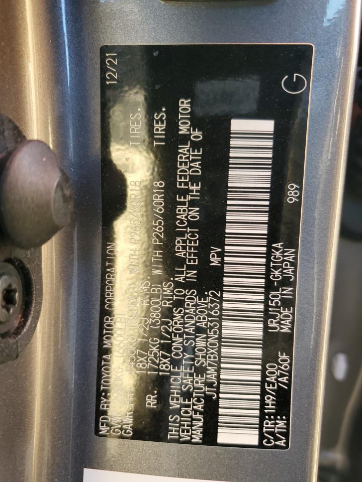 2022 Lexus Gx 460 VIN: JTJAM7BX0N5316372 Lot: 91372095