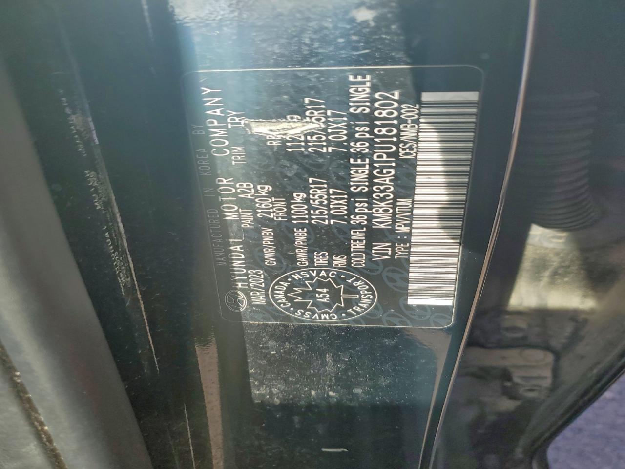 2023 Hyundai Kona Sel VIN: KM8K33AG1PU181802 Lot: 93926275