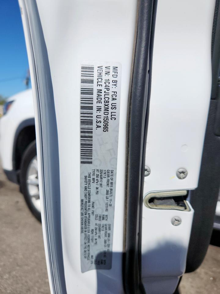 2021 Jeep Cherokee Latitude VIN: 1C4PJLCBXMD150965 Lot: 92487425